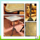 Swedish Style Tea Table - Annie Sloan Chalk Paint "Provence" with Gold Guilding and Fine Paper - $75